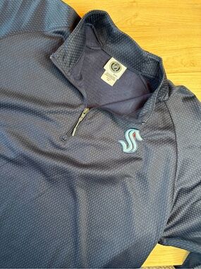 NHL Seattle Kraken Navy Blue Quarter Zip Pullover XL 46/48